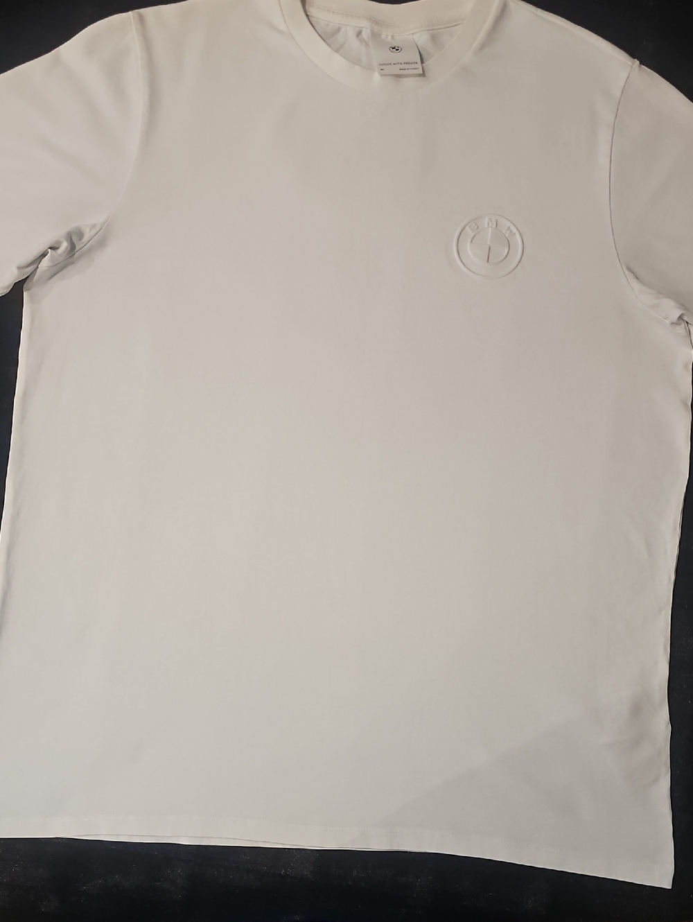 BMW White Crew Neck T-Shirt with Embossed Logo